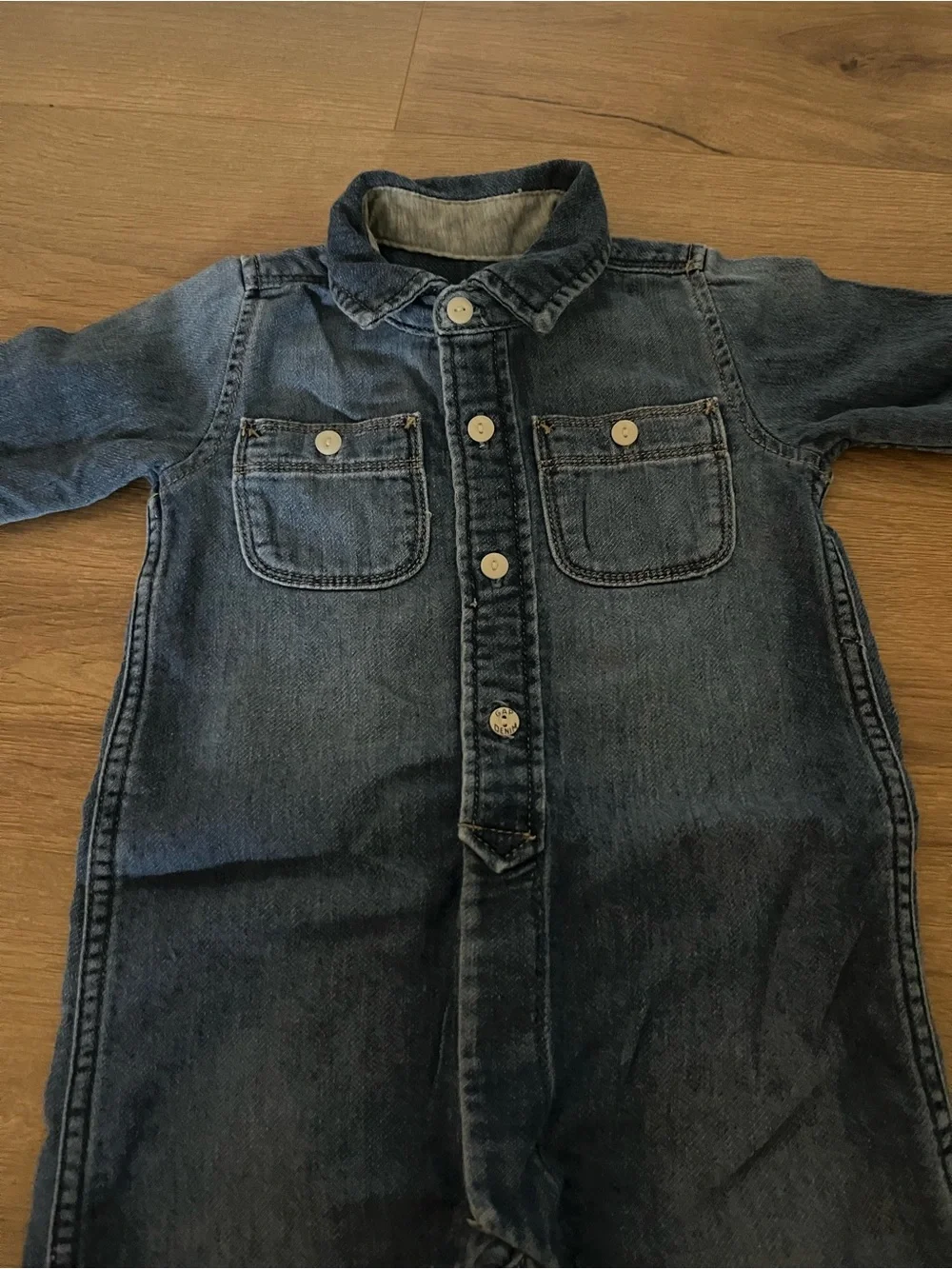 Vintage Y2K Baby Gap Denim Jumpsuit One Piece Size 12-18 Months
